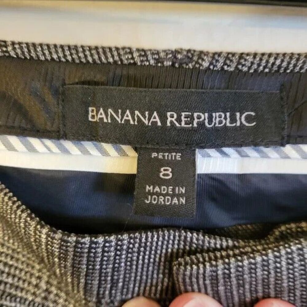 Banana Republic neutral plaid ankle length pants zip close, pockets, sz 8 petite - Picture 7 of 8